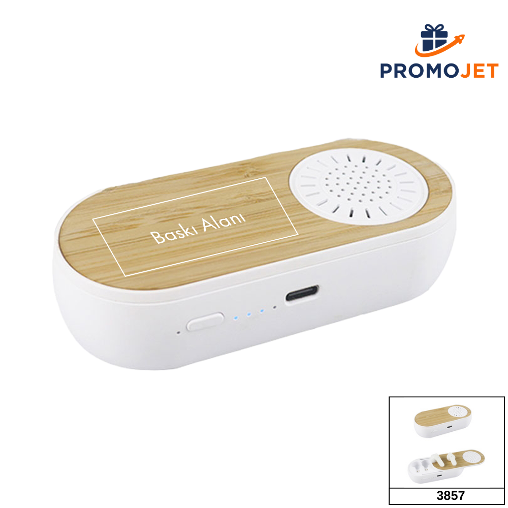 Sürgülü Bambu Kapaklı 2’si 1 Arada Bluetooth Kulaklık & Kablosuz Hoparlör