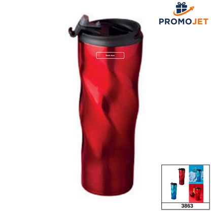 Burgu Gövdeli ve Kilitli Kapaklı Çelik Termos (500 ml)