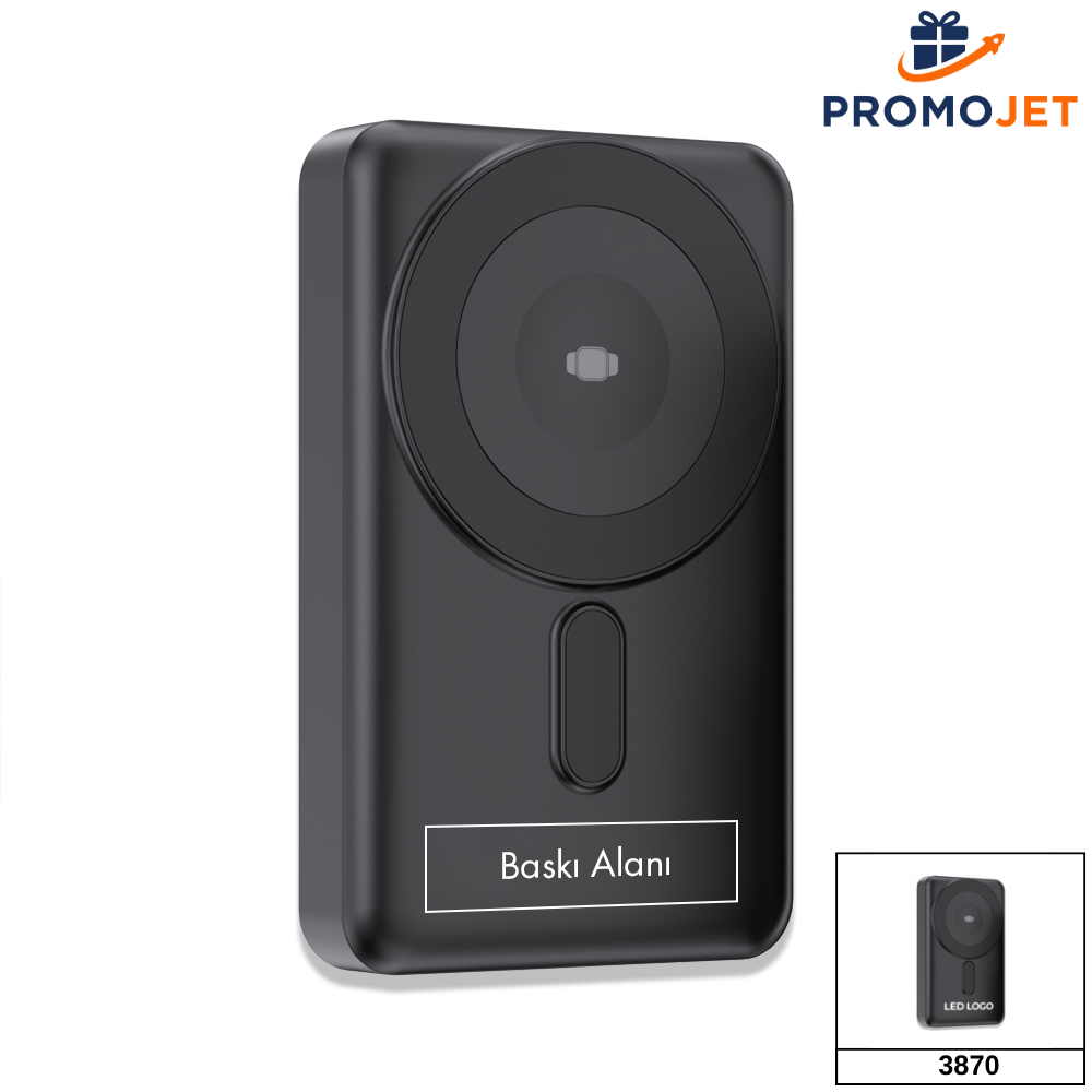 Işıklı LED Logo Alanlı ve Kendinden Kablolu 10.000 mAh Powerbank