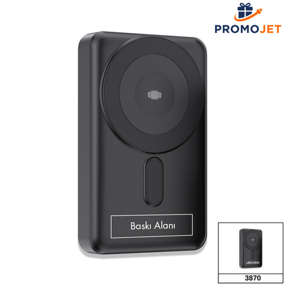 Işıklı LED Logo Alanlı ve Kendinden Kablolu 10.000 mAh Powerbank