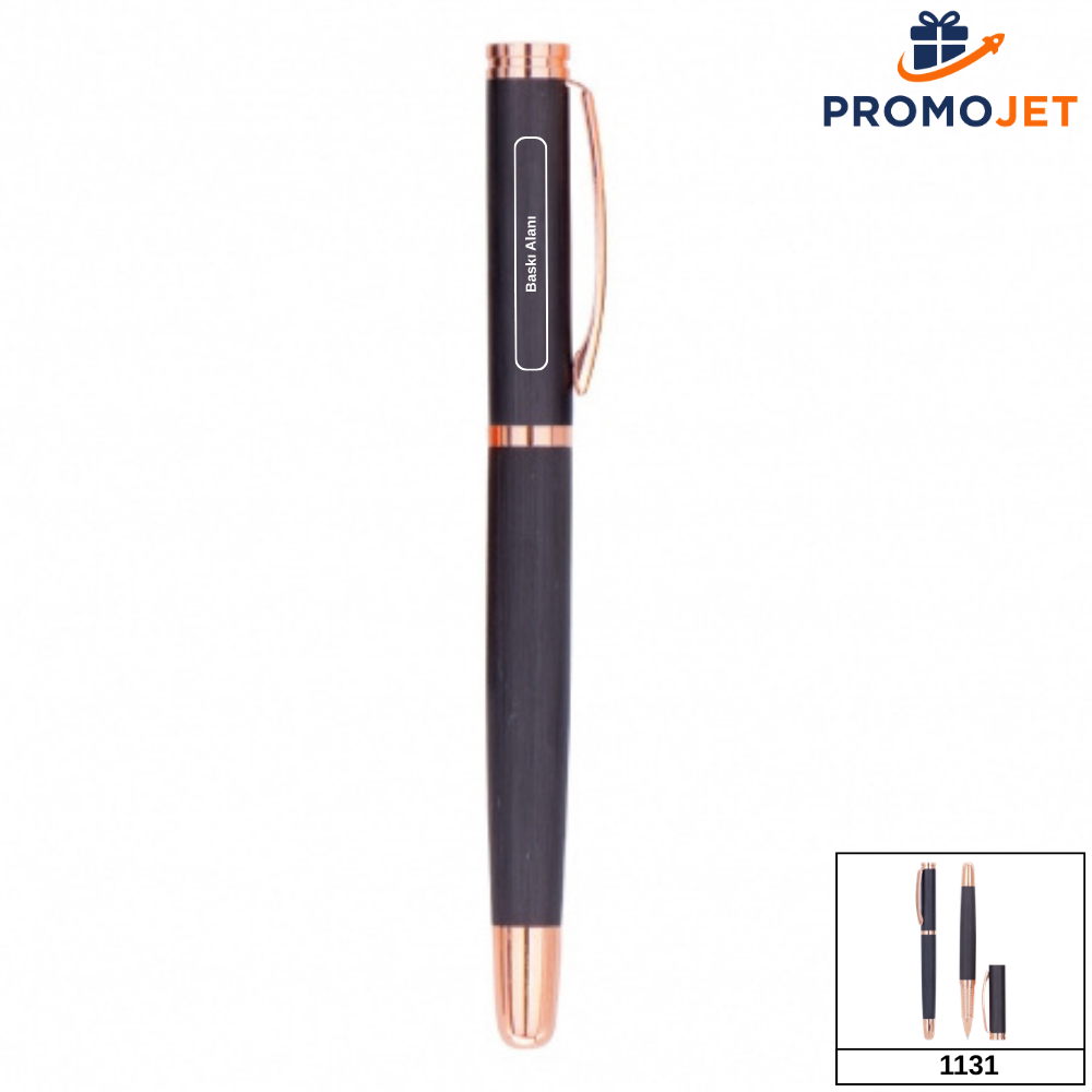 Rose Gold Detaylı Fırçalanmış Antrasit Metal Kalem