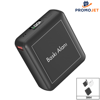 Entegre Askı Kablolu ve Dijital Göstergeli Mini Powerbank (10.000 mAh)