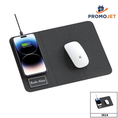Premium Işıklı Logo Markalamalı ve Katlanabilir Standlı Kablosuz (Wireless) Şarjlı Mouse Pad