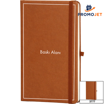 Kare Dokulu Termo Deri Kapaklı ve Lastikli VIP Tarihsiz Defter (13 x 21 cm)