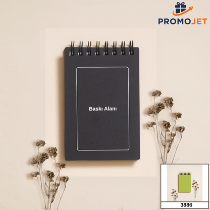 Üstten Spiralli ve Renkli Ahşap Sert Kapaklı Mini Not Defteri 7,5 × 11 cm (8 Mart Özel)