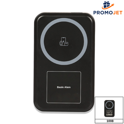 Işıklı Logo Alanlı ve Çoklu Kablosuz Şarjlı MagSafe Powerbank (10000 mAh)
