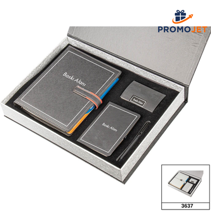 Cilt Bezi Kaplama Kutulu Premium Organizer, Defter ve Aksesuar Seti