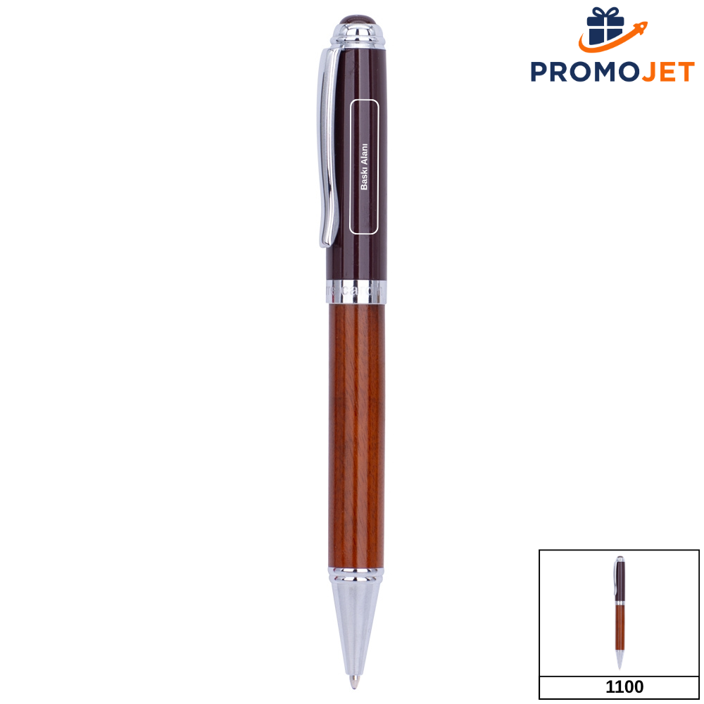 Ahşap Gövdeli ve Mürdüm Lake Detaylı Prestij Metal Kalem