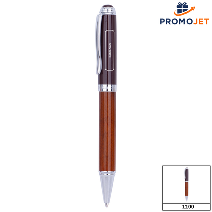 Ahşap Gövdeli ve Mürdüm Lake Detaylı Prestij Metal Kalem