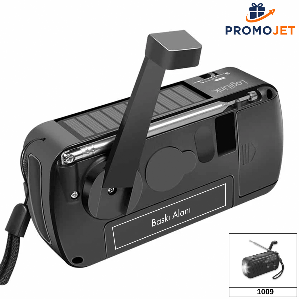 Dinamolu ve Güneş Panelli Acil Durum Afet Radyosu (El Fenerli ve Powerbankli)