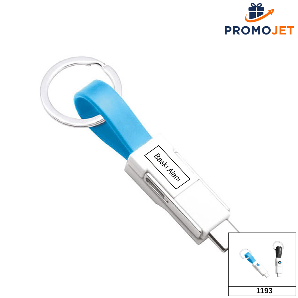 Anahtarlık Tipi Mini Şarj Kablosu – Type-C & Lightning Uyumlu – Veri Aktarımlı