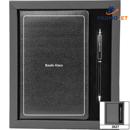 Karton Çerçeveli İnce Formlu Premium Defter ve Kalem Seti