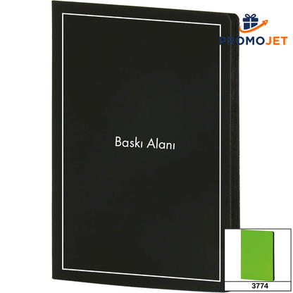 Fıstık Yeşili Rubber Kapaklı ve Siyah Kenar VIP Tarihsiz Defter (15 x 21 cm)