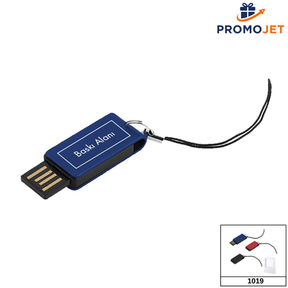 Mini Metal Döner Kapaklı USB Bellek (8 GB) – Askı İpli ve Özel Vitrin Kutulu