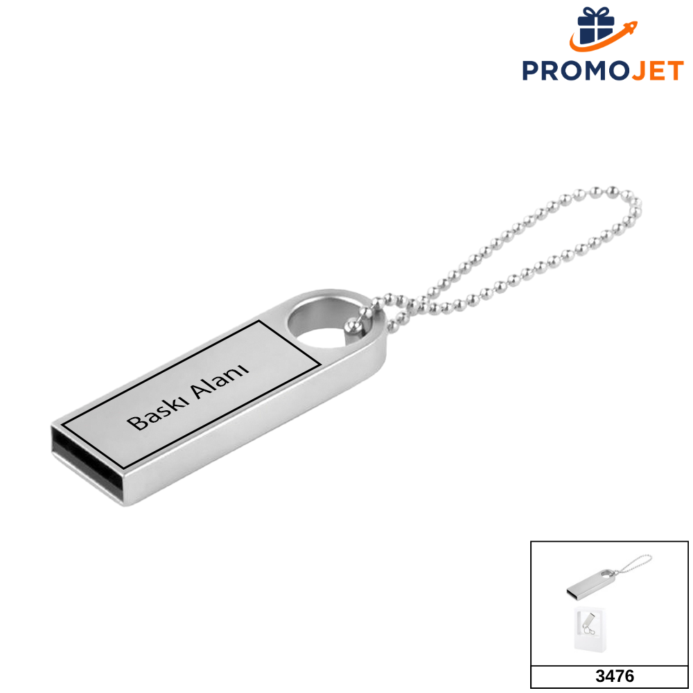 Monoblok Saten Gümüş VIP Metal USB Bellek 32 GB