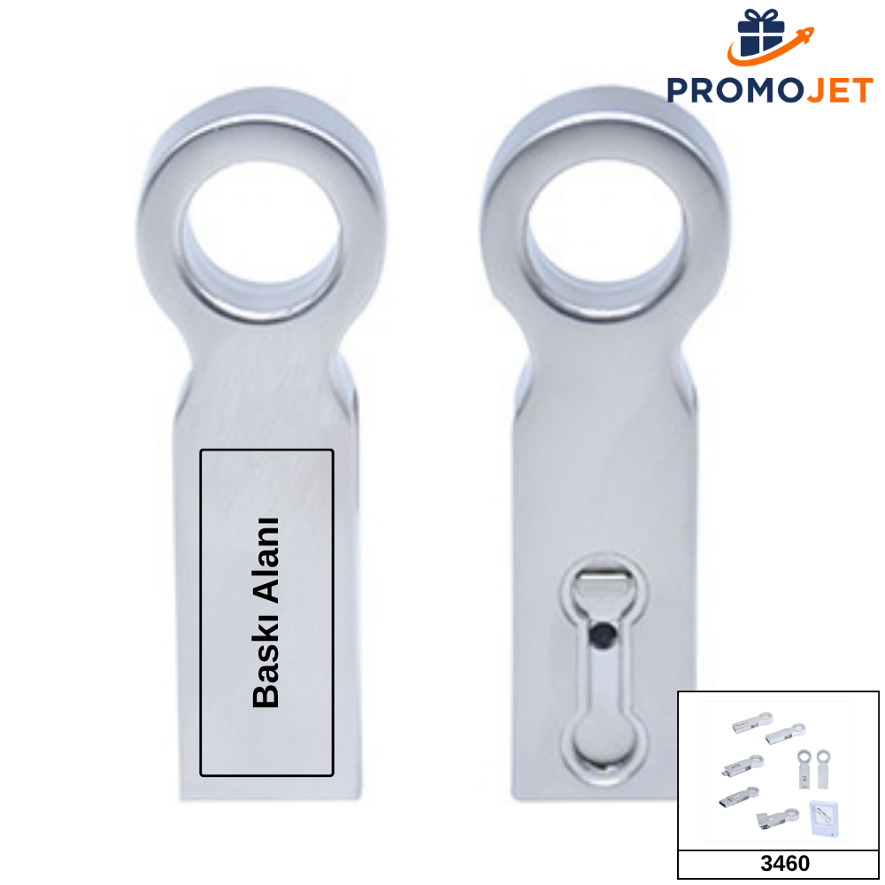 Çift Girişli Kızaklı Metal 8 GB USB Bellek