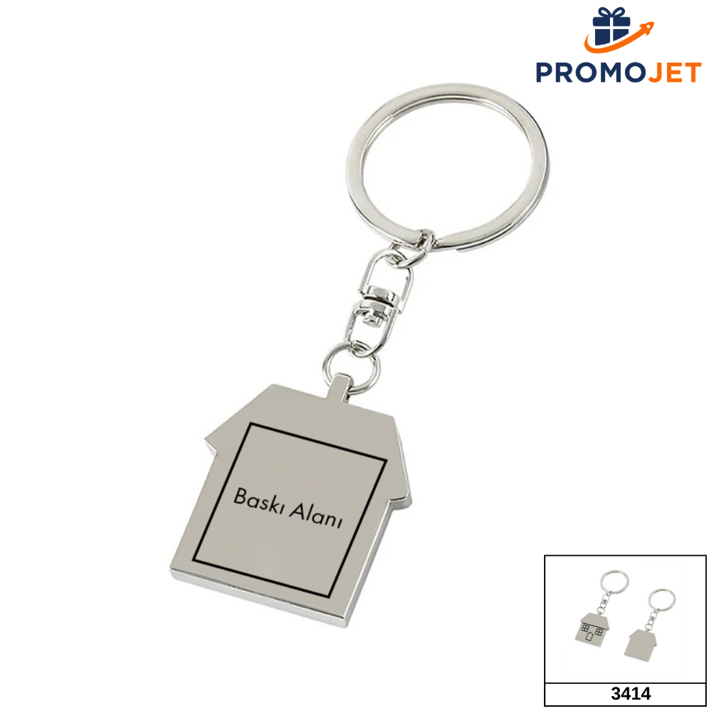 Ev Silüetli Metal Promosyon Anahtarlık