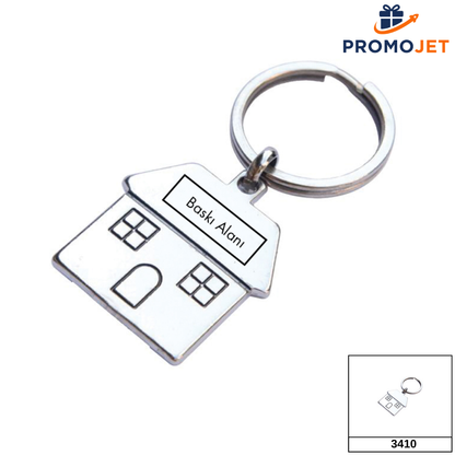 Ev Silüetli Metal Promosyon Anahtarlık