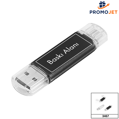 Çift Girişli OTG Fonksiyonel Metal 16 GB USB Bellek