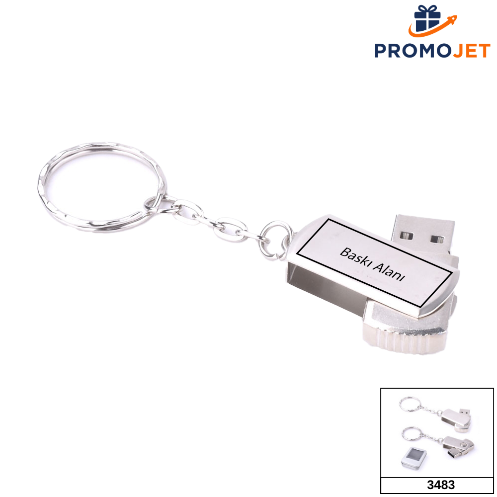 4 GB Döner Alüminyum Kapaklı Metal USB Bellek