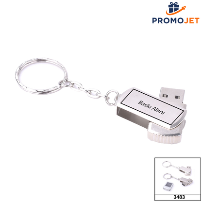 4 GB Döner Alüminyum Kapaklı Metal USB Bellek