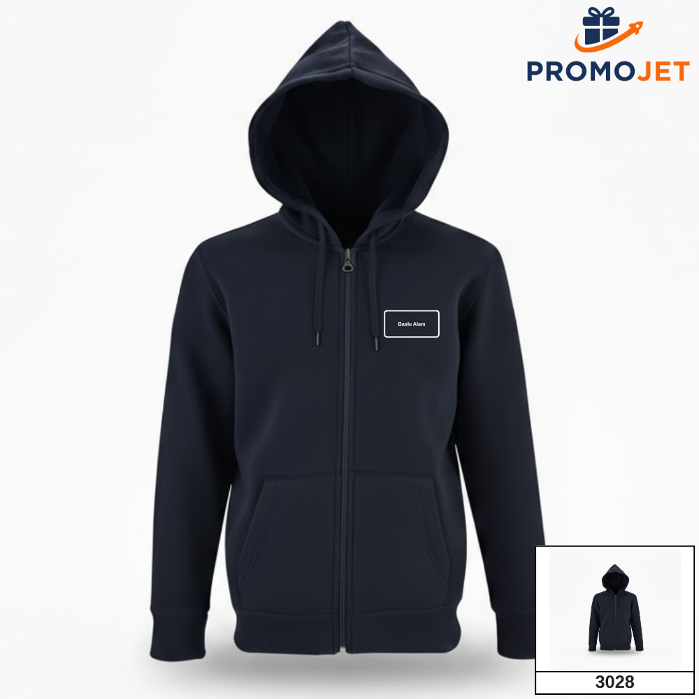 3 İplik Kaliteli Kapüşonlu Fermuarlı Sweatshirt