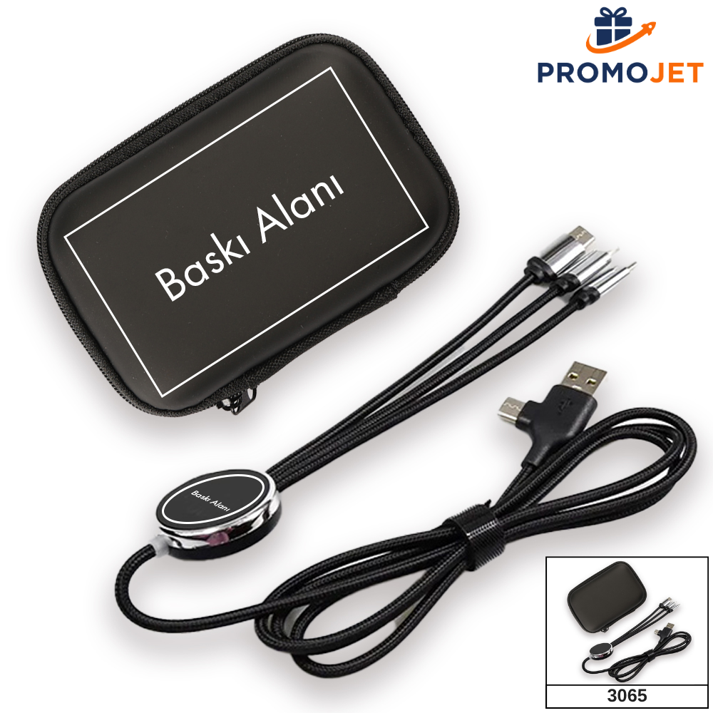 Işıklı Logo 60W Hızlı Type-C Uçlu Data Transferli Şarj Kablosu (Çantalı)