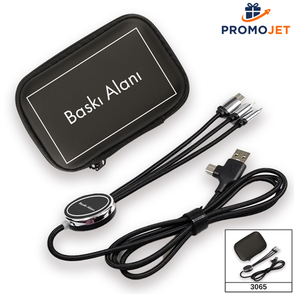Işıklı Logo 60W Hızlı Type-C Uçlu Data Transferli Şarj Kablosu (Çantalı)
