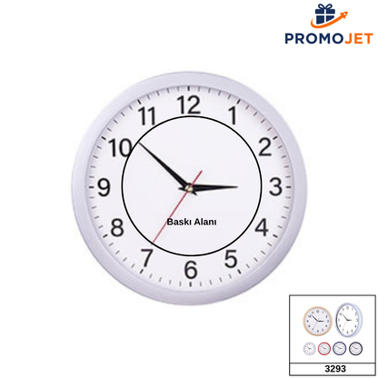 Yalın Hatlı ABS Kasalı Duvar Saati Ø 350 mm