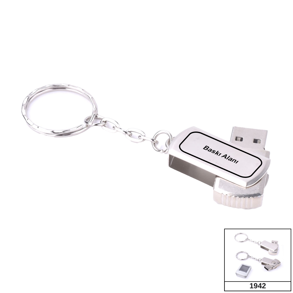 64 GB Döner Kapaklı Metal Anahtarlık USB Bellek