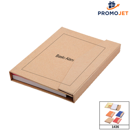 Geri Dönüşümlü Defter ve Notluk Seti – Kitap Tipi Sert Kapak ve Renkli Post-itli