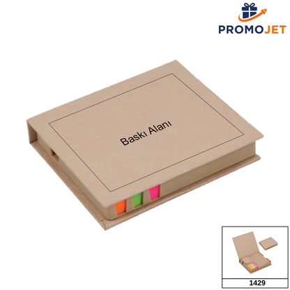 Tamamı Kraft Geri Dönüşümlü Notluk Seti – Kraft Blok Not ve Ok Uçlu Post-itli (11.5x12 cm)