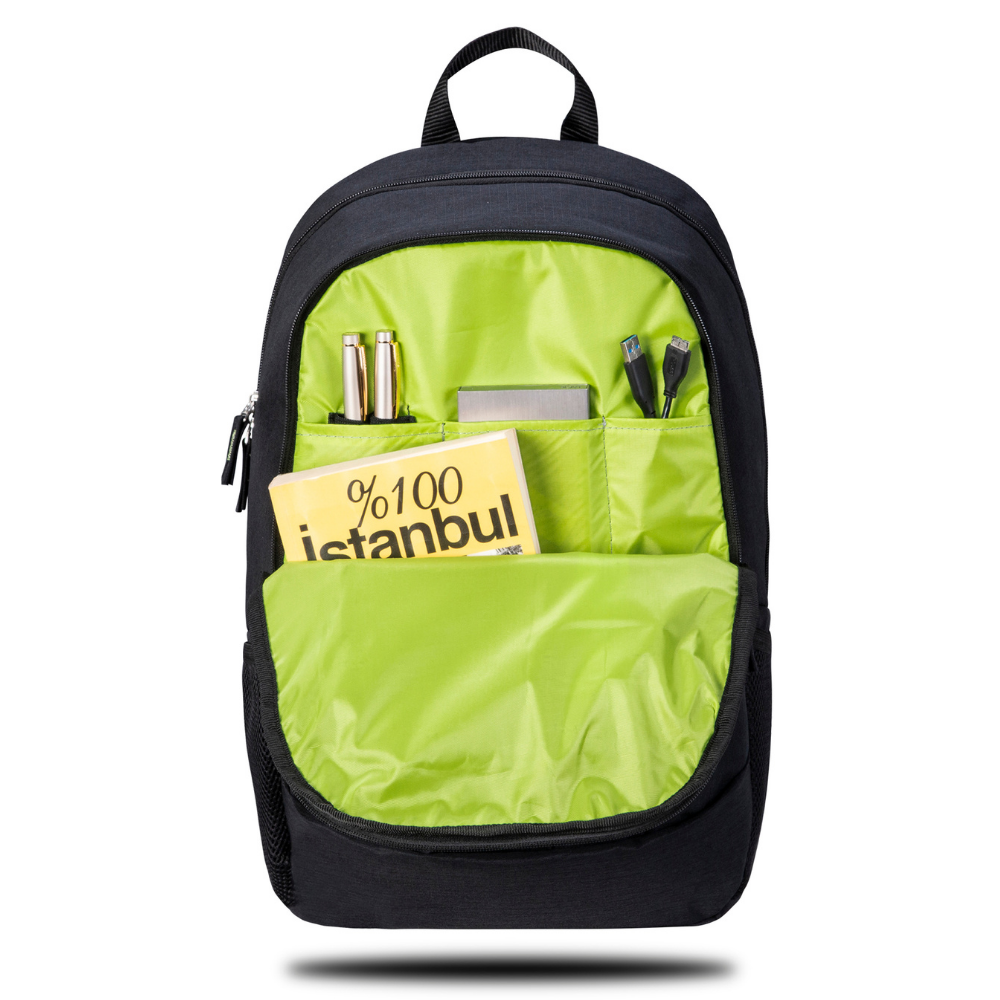 New Trend 15.6" Neon Detaylı Sırt Çantası – Square Design Kumaş ve Modern Stil