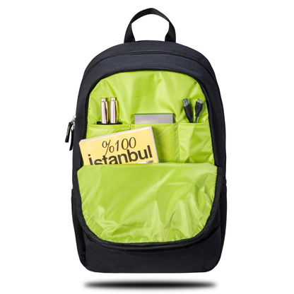 New Trend 15.6" Neon Detaylı Sırt Çantası – Square Design Kumaş ve Modern Stil