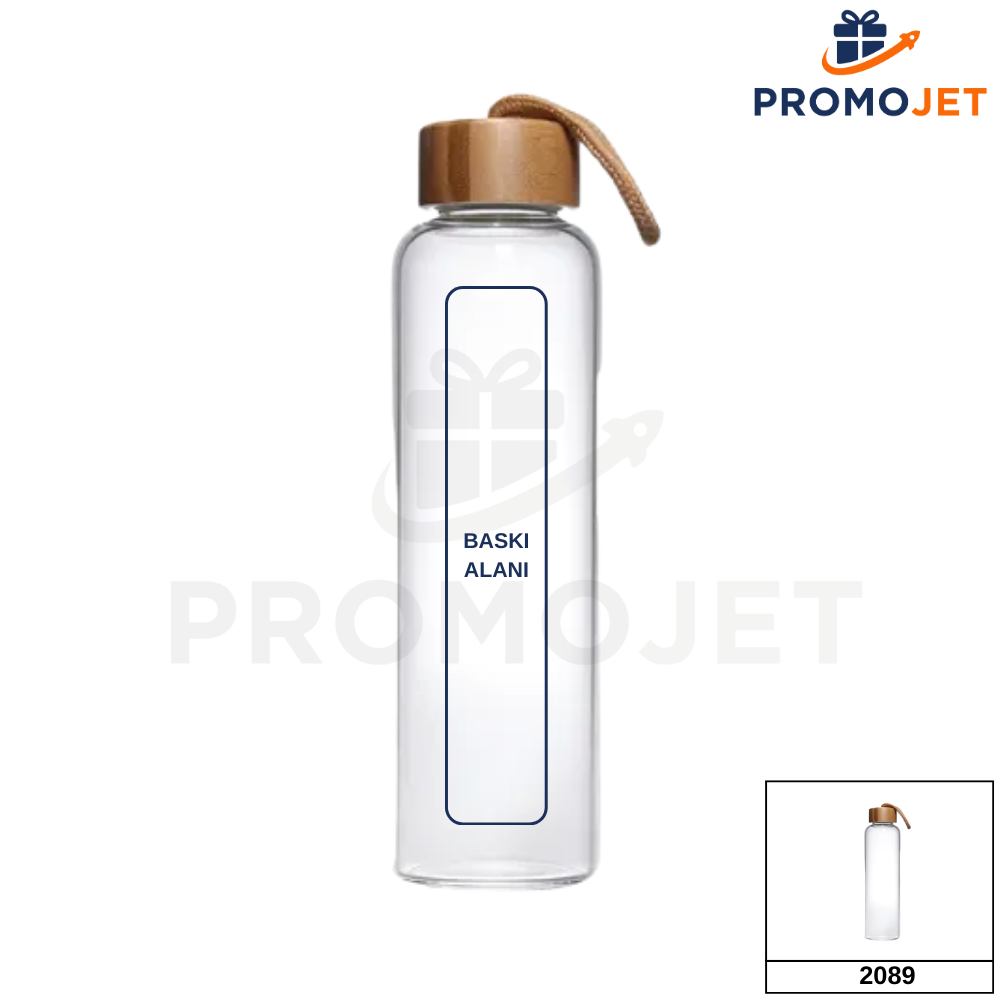 EccoTech 1000 ML Bambu Kapaklı Cam Matara