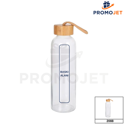 EccoTech 500 ML Bambu Kapaklı Cam Matara