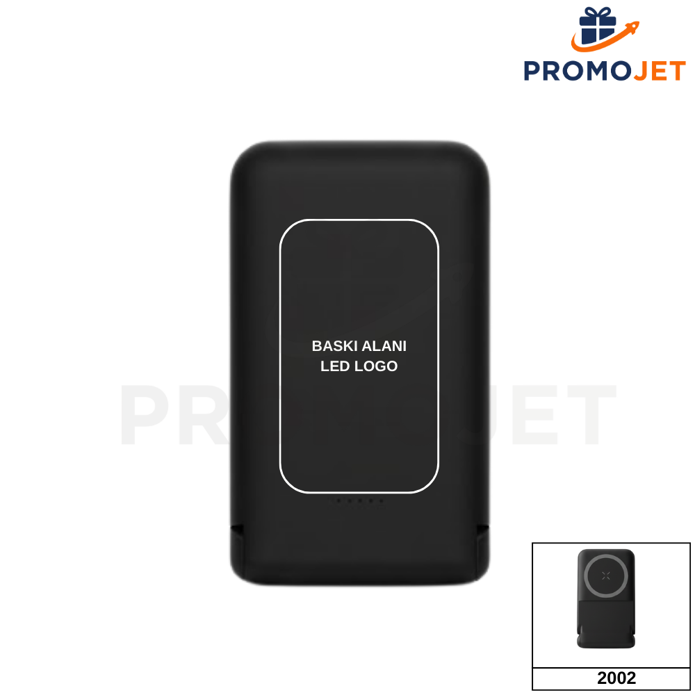 EccoTech 15W Magsafe + Wireless Powerbank + Rubber Gövde + Led Logo + Telefon Tutucu