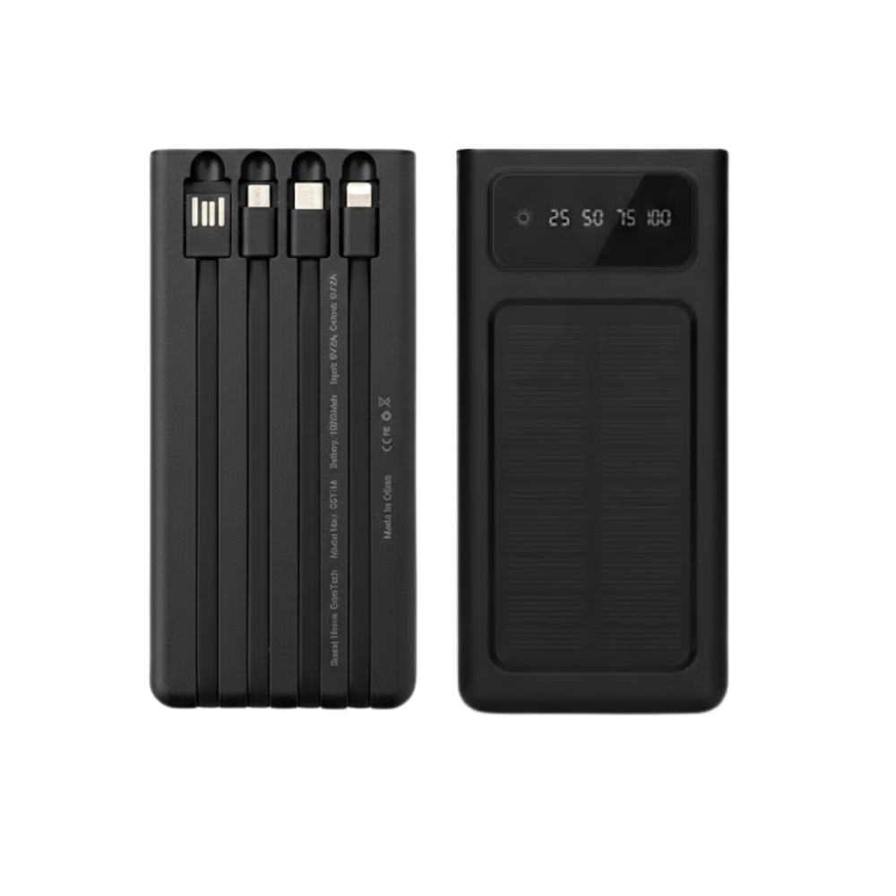 EccoTech 10.000 Mah Solar ( Güneş Enerjili) Dahili Kablolu Powerbank