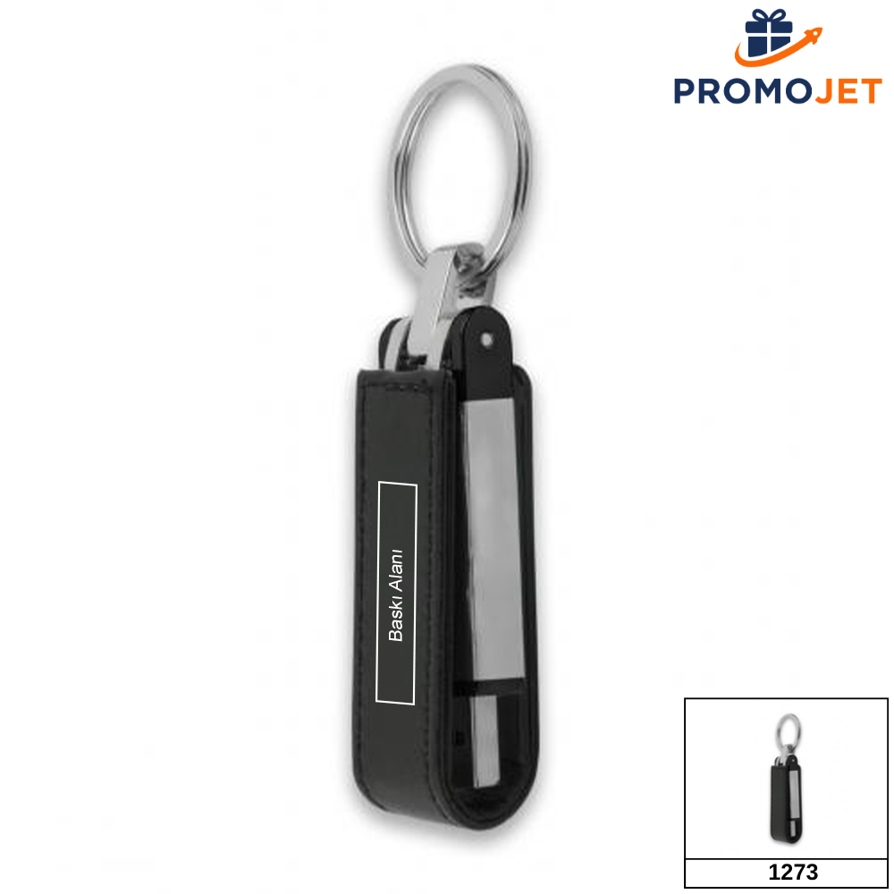 Siyah Deri USB Bellek – Şık ve Kurumsal Veri Çözümü 32GB