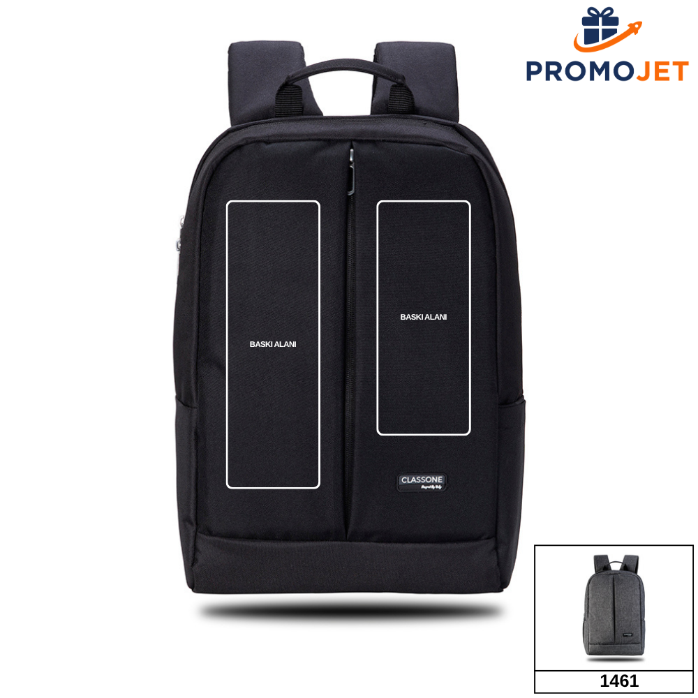 Zaino Serisi 15.6" Modern Sırt Çantası – Dikey Ön Cepli ve Koyu Gri Melanj Tasarım