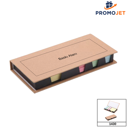 Geri Dönüşümlü Uzun Notluk Seti – 4 Farklı Boyut Renkli Post-itli ve Sert Kapaklı (18x9 cm)