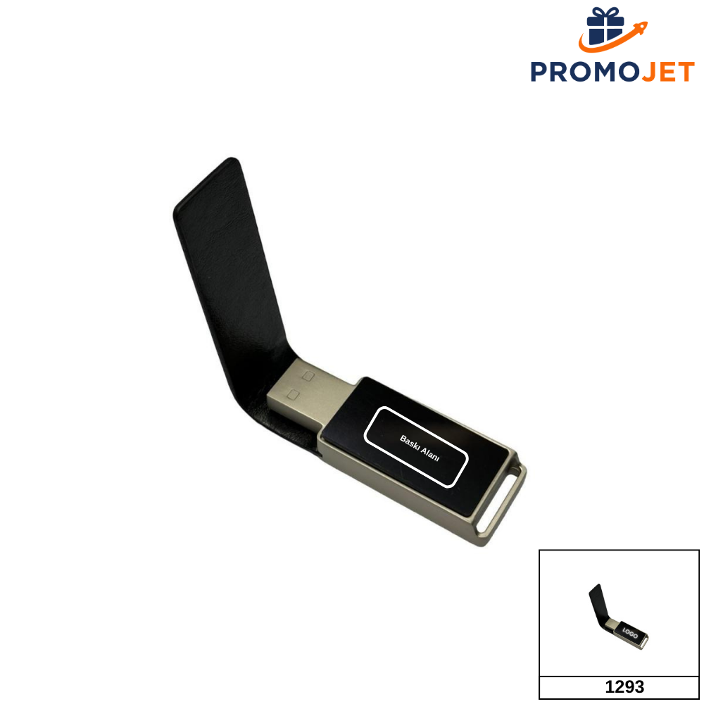 Deri Kapaklı Beyaz Işıklı USB Bellek – Prestijli Tasarım ve Işıklı Logo