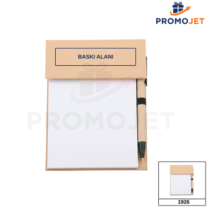 Geri Dönüşümlü Kalemli Not Defteri – Yapışkanlı Not Kağıdı Setli (16 x 12 cm)