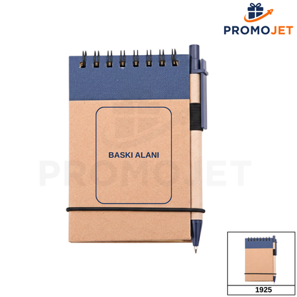 Geri Dönüşümlü Lastikli Kalemli Not Defteri – Cep Boy (14 x 9 cm)