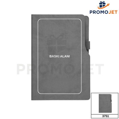 Tarihsiz Defter – Termo Deri, Kalem Tutuculu (14,5 x 21 cm)