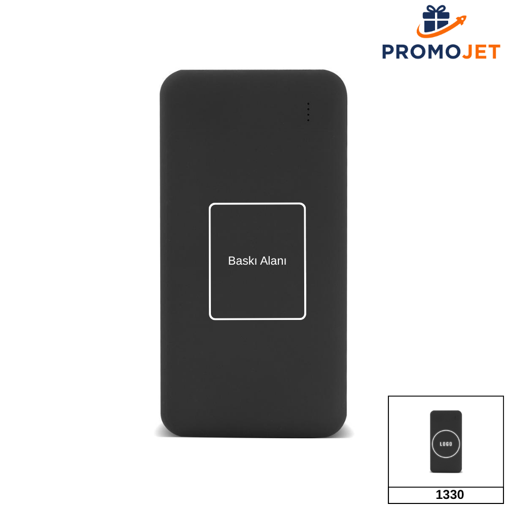 Işıklı Logo Markalama Alanlı Hızlı Şarj Powerbank – 10.000 mAh Ultra İnce Tasarım