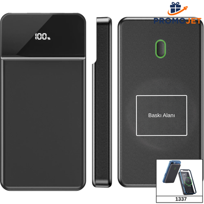 Işıklı Logo Alanlı MagSafe Powerbank – 8000 mAh 22.5W Hızlı Şarj ve Rubber Gövdeli