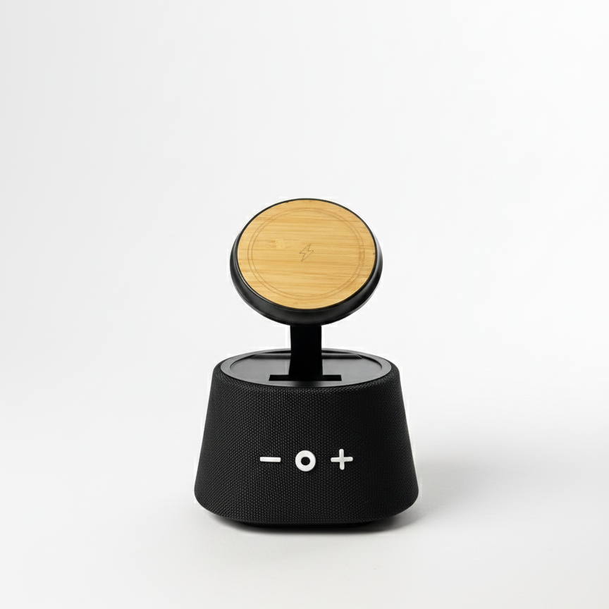 Eccotech Ekolojik Kablosuz Magsafe Sarj Cihazı+Bluetooth Hoparlör - Siyah