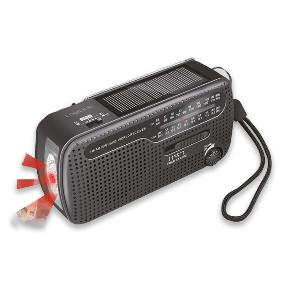 Dinamolu ve Güneş Panelli Acil Durum Afet Radyosu (El Fenerli ve Powerbankli)