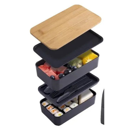 Bambu Kapaklı Plastik Yemek Kutusu